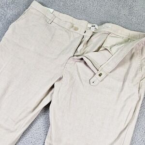 Joseph Abboud Pants Mens 46x32 Beige Stretch Linen Chino Straight Summer